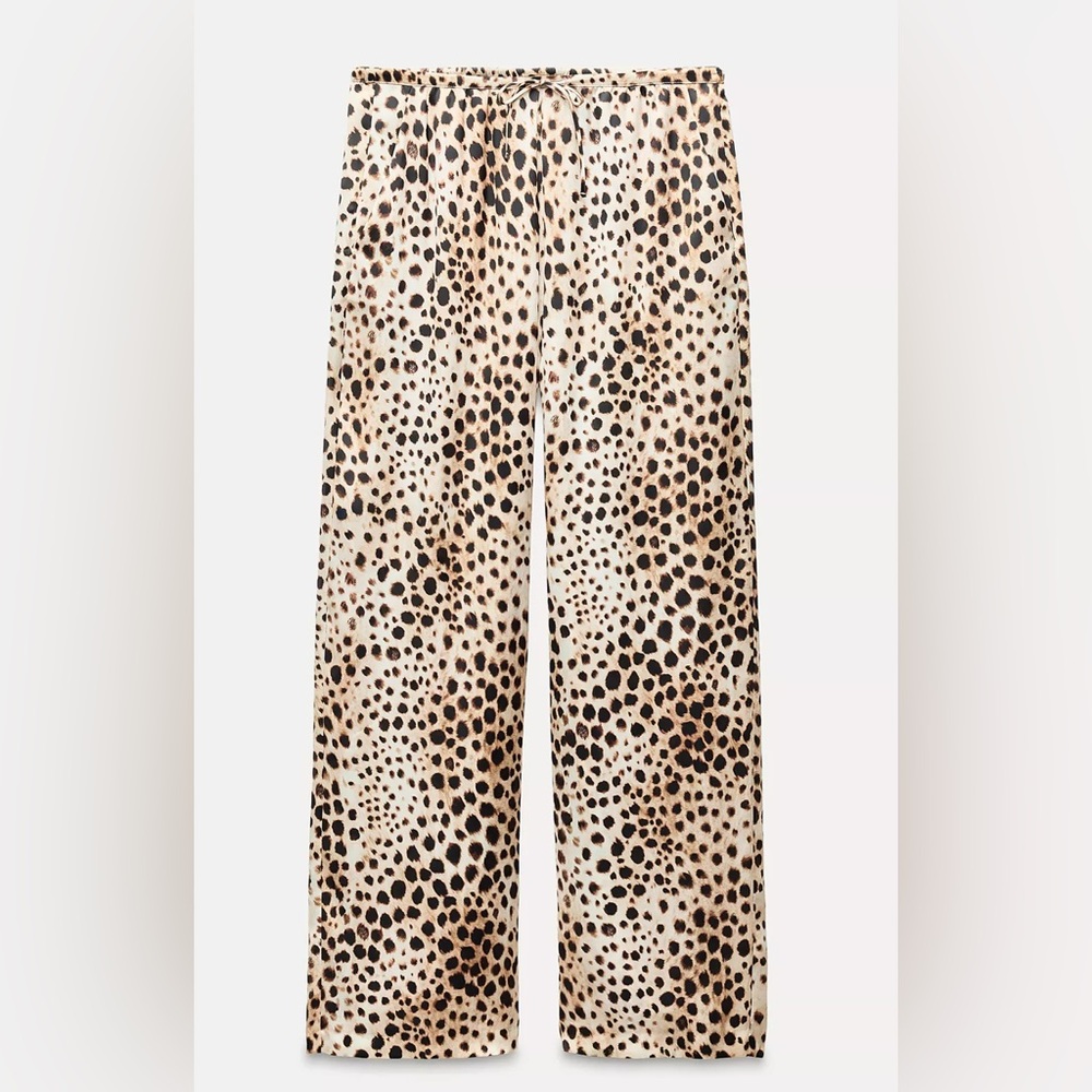 Zara Leopard Print Wide Leg Pants